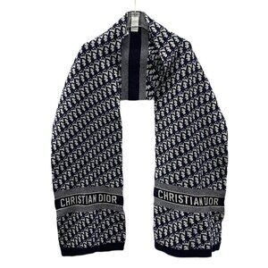 H19336 Dior color-blocking logo jacquard full print wool shawl scarf One size 11
